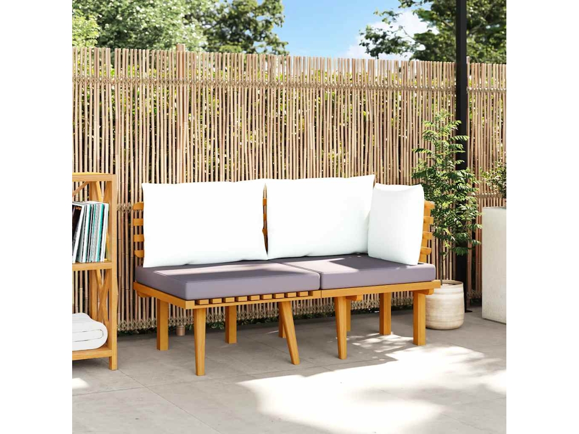 Vidaxl 2 Pcs Conjunto Lounge De Jardim C/ Almofadões Acácia Maciça