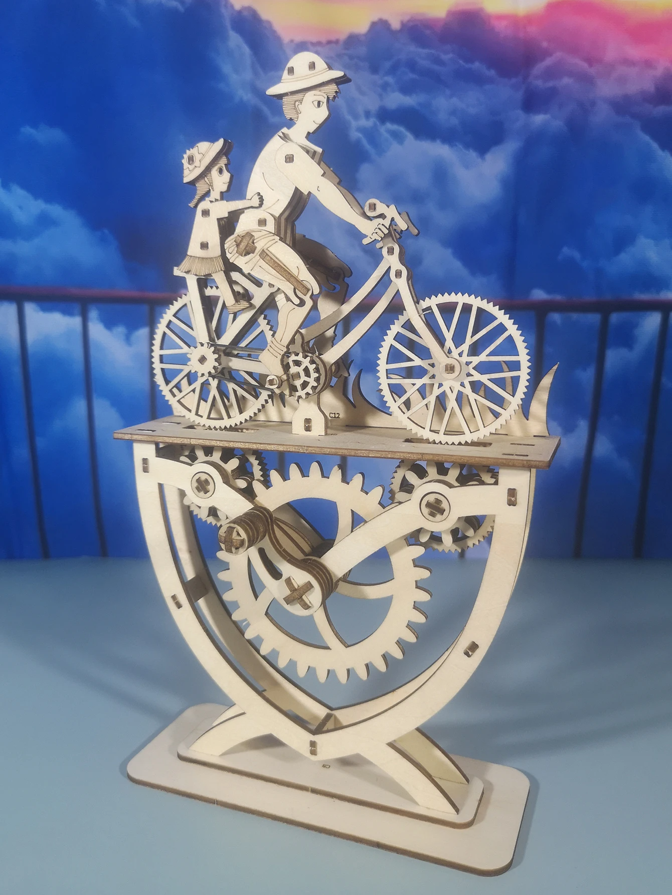 Quebra cabeça 3d de Madeira para Montar uma Bicicleta Artesanal MDUG (pai e Filha)