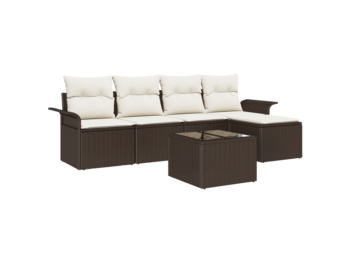 Conjunto 6 Sofá Moderno Para Exterior Vidaxl Castanho Vime Pe (55 X 55 X 37 Cm)