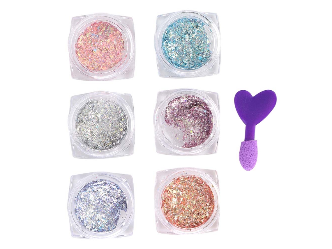 Pó De Glitter Para Unhas Com 6 Cores E Pincel Decoração De Unhas Diy Ferramenta De Manicure