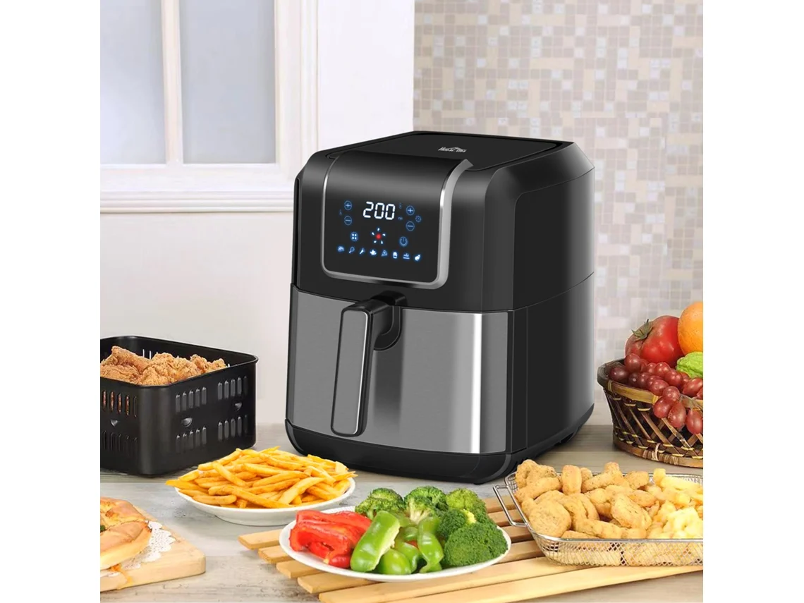 Fritadeira Air Fryer Preta 6,5l 1700w Com 8 Programas, Display Led Touch, Controle De Temperatura, Cesto Antiaderente, 36,5x29x33,8cm