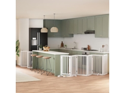 Vidaxl Portão P/ Cães Com Porta Dobrável 12 Painéis 600cm Álamo Branco