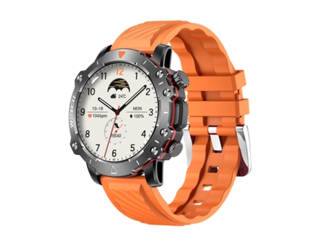 Smartwatch Timovo® Lg78 Pro 1,53 Polegadas Ecrã Hd Amoled À Prova De Água Monitorização Da Frequência Cardíaca Cor Laranja 3 Pulseiras