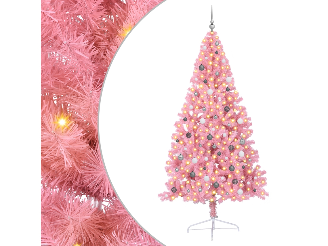 Conjunto 1 Decoração De Árvore De Natal Vidaxl Rosa Pvc (240 Cm)