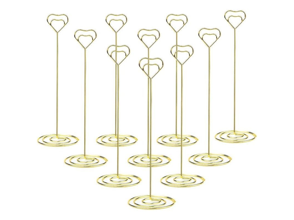 10 Peças De Portavasos Com Coração 220mm Linjou, Suportes Para Cartões De Mesa Dourados, Para Casamentos E Festas