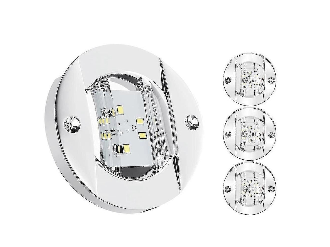 4 Unidades De Luzes Internas Para Barcos, Luzes De Cortesia De Convés Led 12v, Redondas De 3 Polegadas, Brancas, Com 6 Leds Para Popa