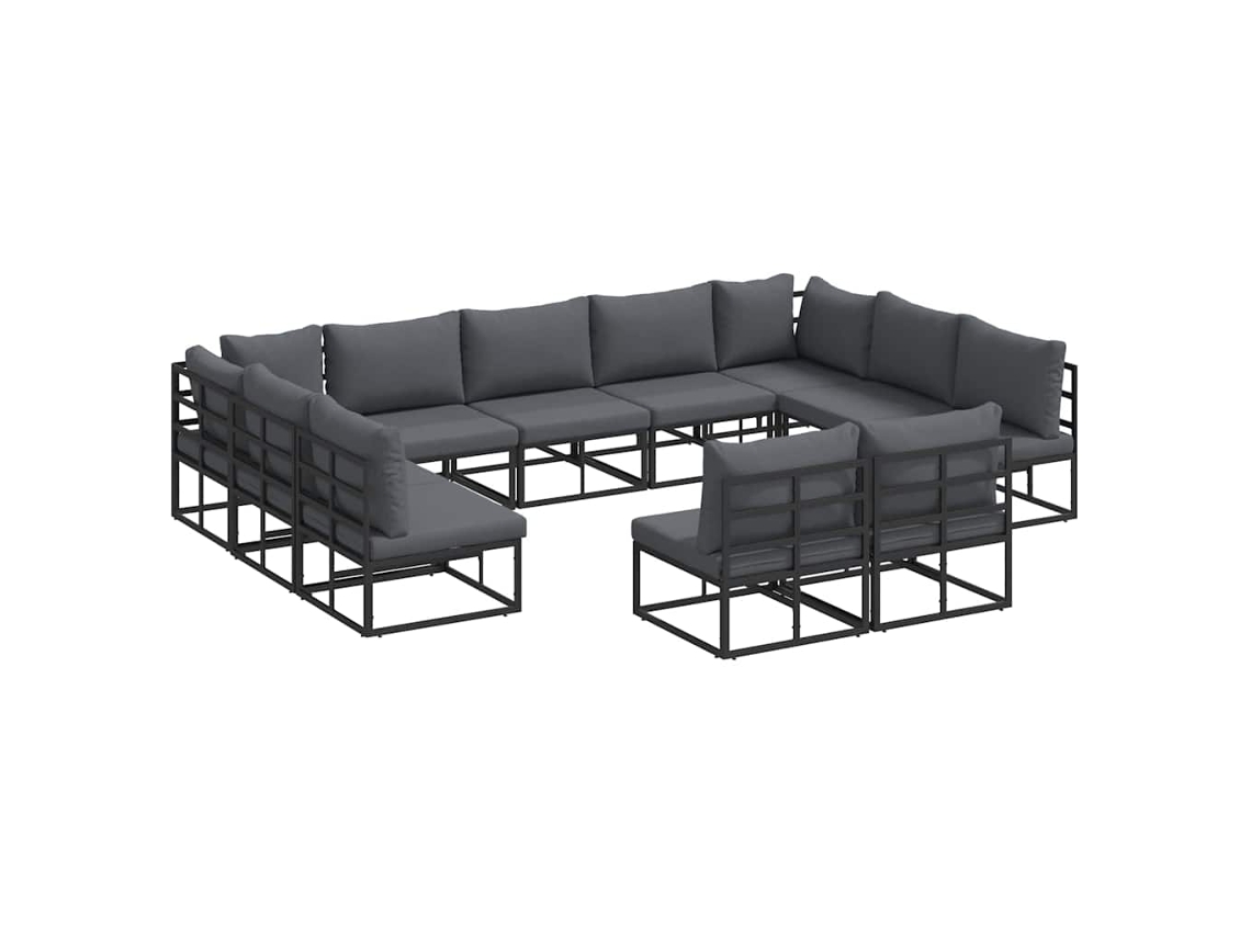 Conjunto 11 Conjunto De Sofá De Jardim Vidaxl Preto Alumínio (353 X 211,5 X 71 Cm)