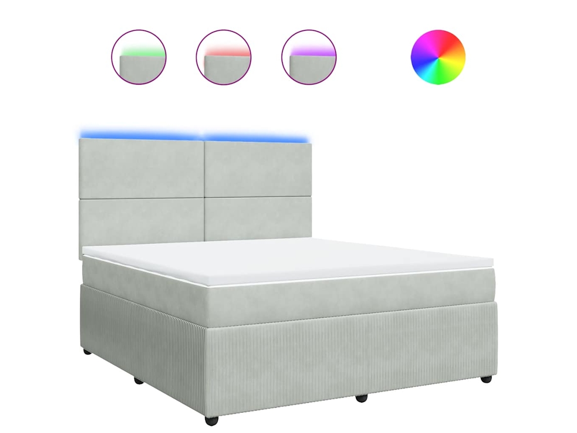 Cama com Molas e Colchão Veludo Cinzento Claro MAISON EXCLUSIVE (180x200 cm)