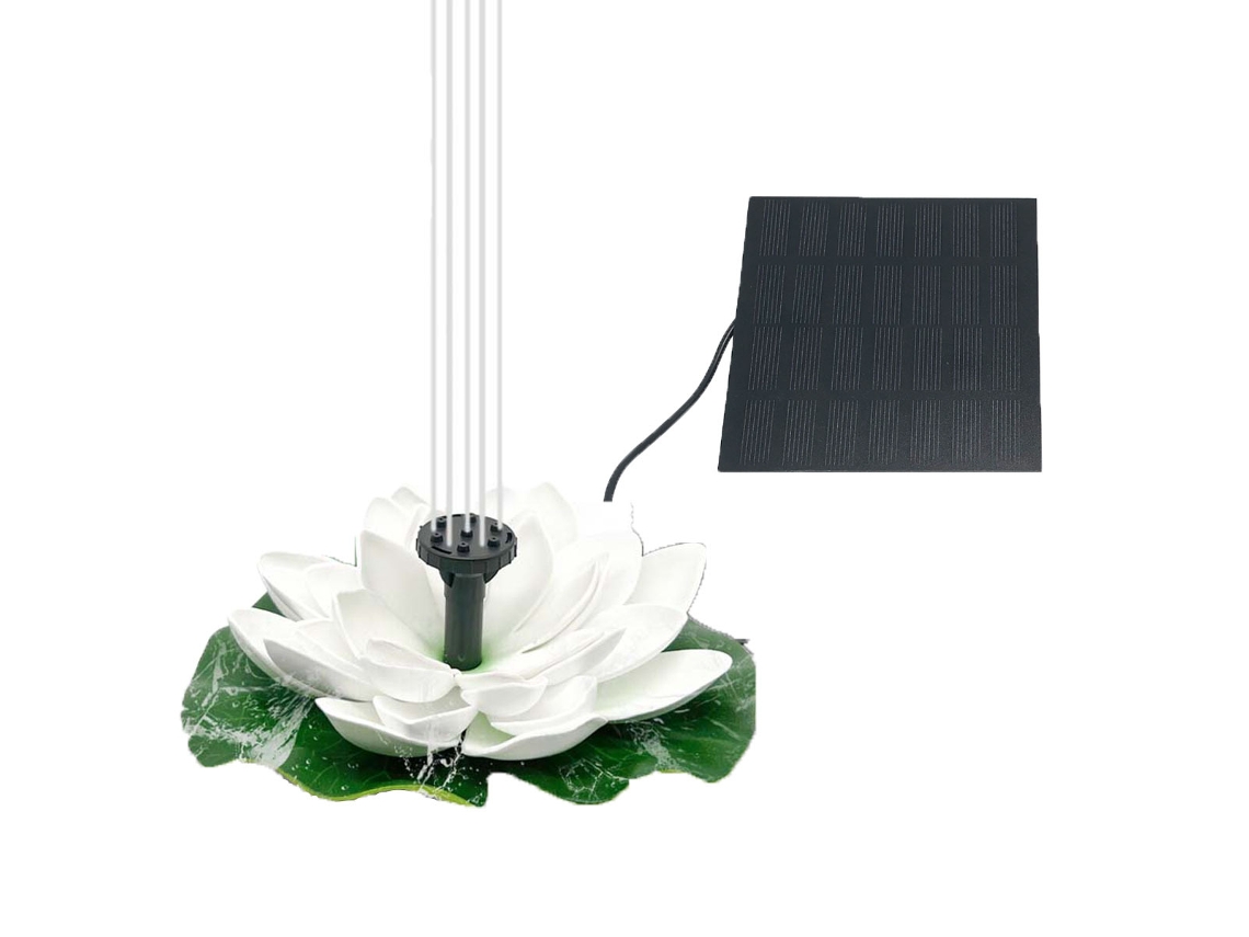 Fonte Solar De Lotus Branca 1.5w Com Painel Separado - Bomba De Água Para Lago, Piscina E Jardim, Decoração Natural E Sustentável