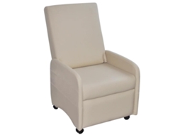 Vidaxl Poltrona Reclinável Em Couro Artificial Creme