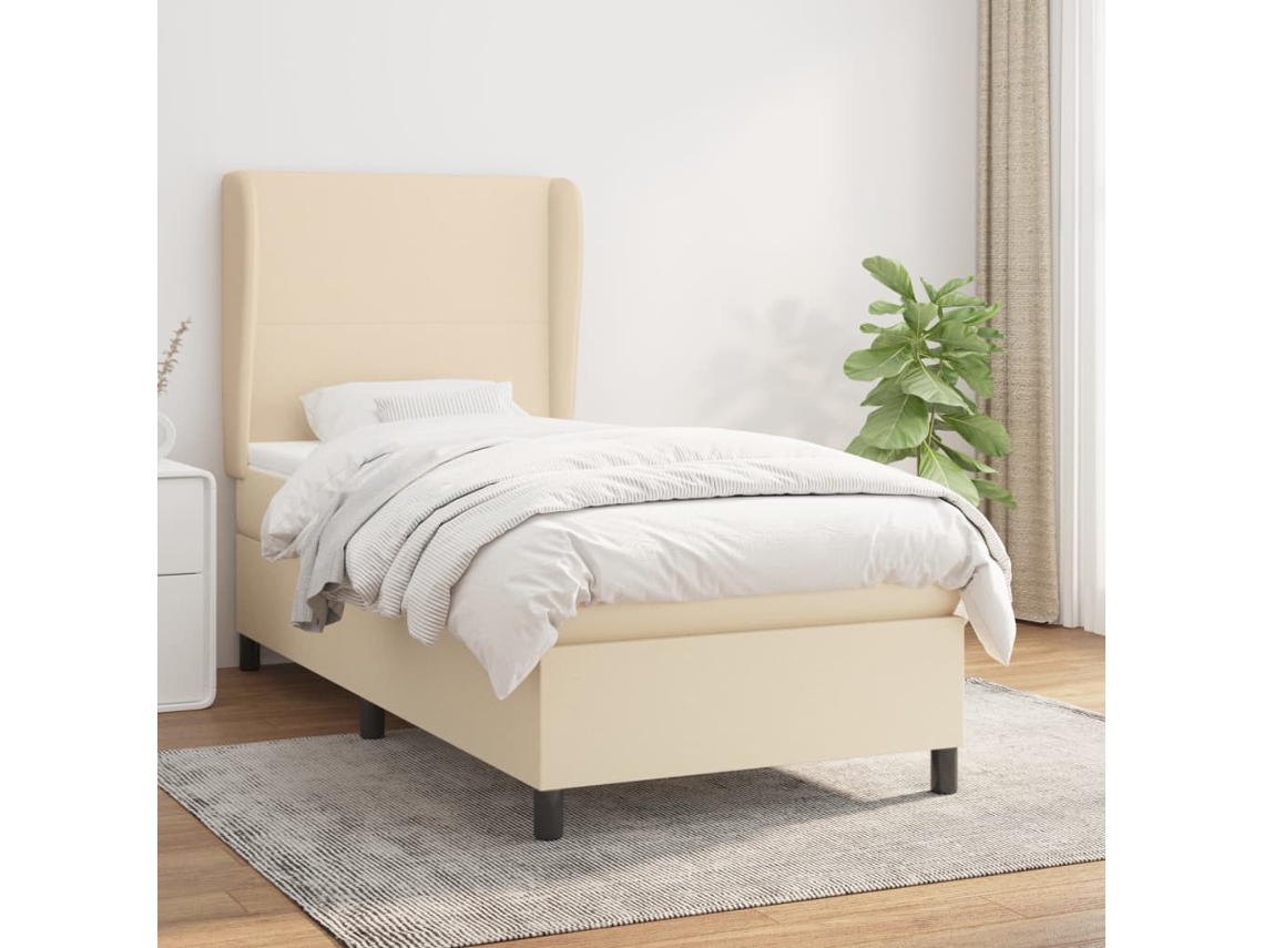 Vidaxl Cama Com Molas/colchão 80x200 Cm Tecido Cor Crème