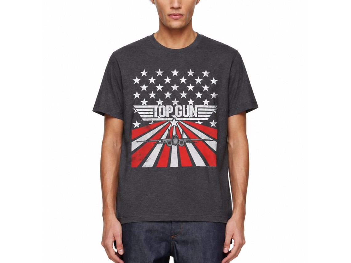Rockinstone Top Gun Movie Stars And Stripes Heather Navy Adult T-shirt Size:xxl