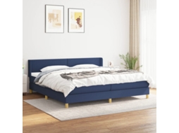 Vidaxl Cama Com Molas/colchão 200x200 Cm Tecido Azul