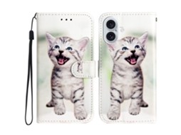 Capa Em Couro Pu Para Apple Iphone 16 - Gato