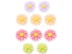 Conjunto de 10 Tachinhas Decorativas em Resina com Design Floral para Mesa e Casa Criativas, Material Metálico, Fáceis
