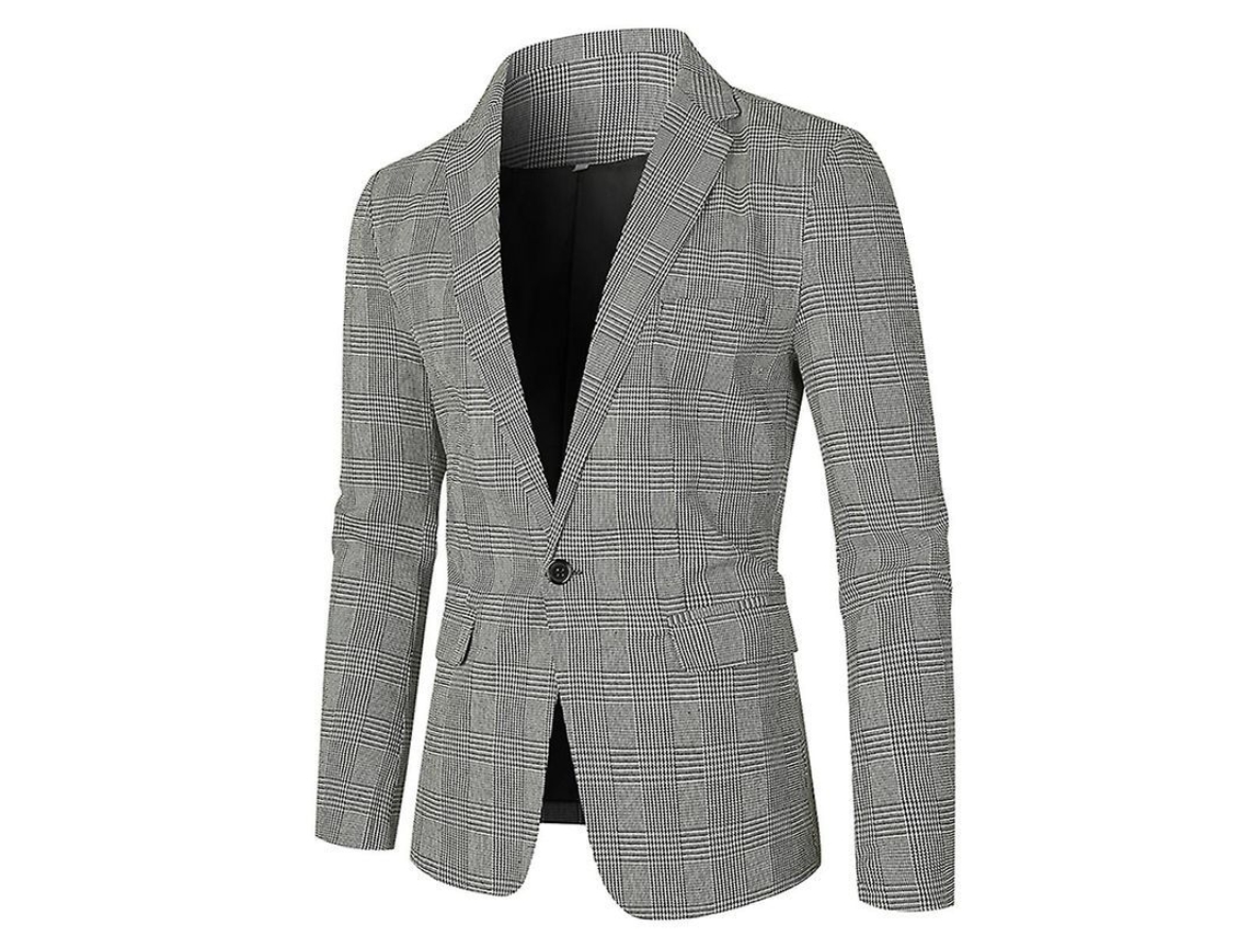 Blazer masculino xadrez com lapela, modelo 2026, da Mystdiy, tamanhos P a GG, manga longa, estilo jovem e outonal.