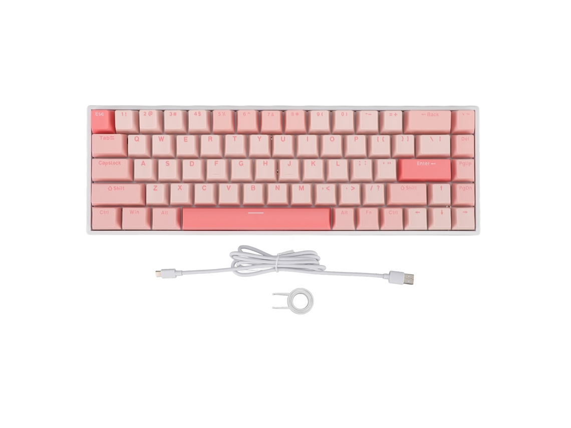 Teclado mecánico de 68 teclas, interruptores rojos, RGB, compacto, cable del 60%, USB para juegos de PC | S/MARCA