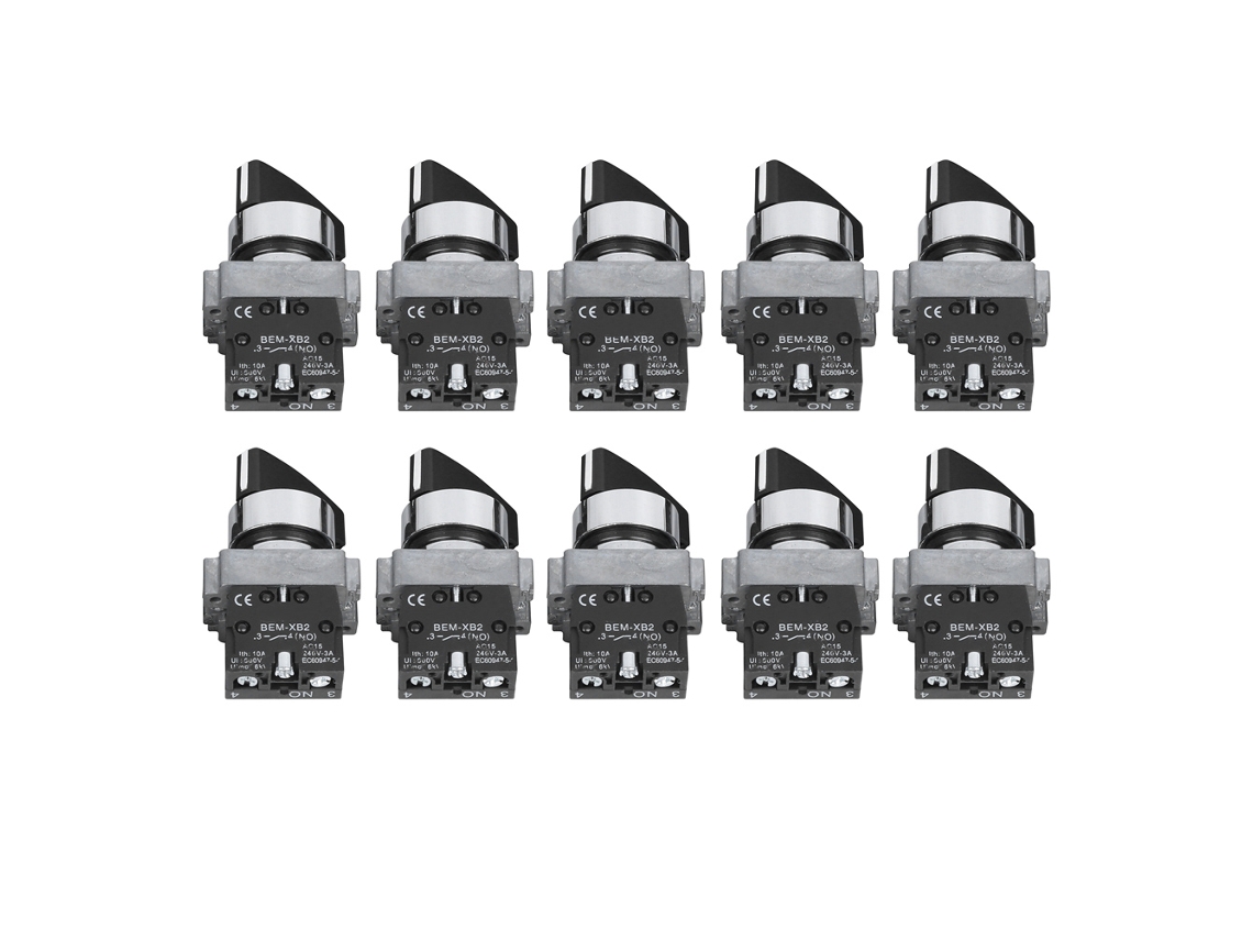 Interruptor Rotativo Com Botão 2 Posições, 10 Unidades, Berm, Ac 240v, Normalmente Fechado