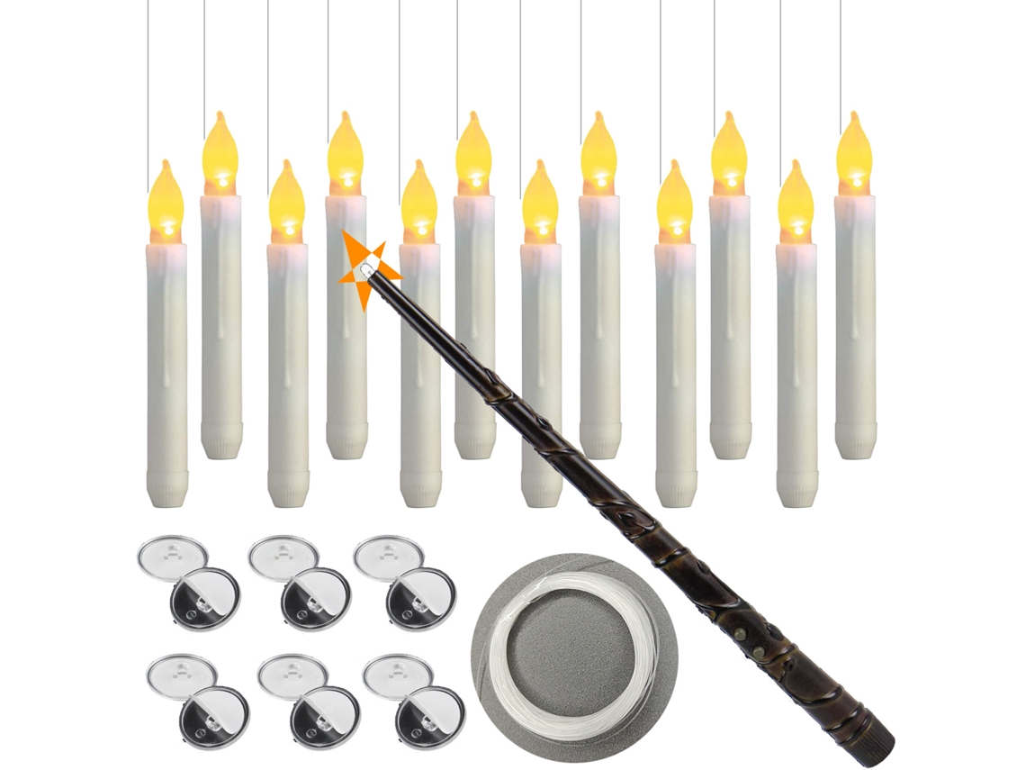 Luz de Vela Led Suspensa com Controle Remoto Varinha Mágica Decorativa Sem Chama | S/MARCA