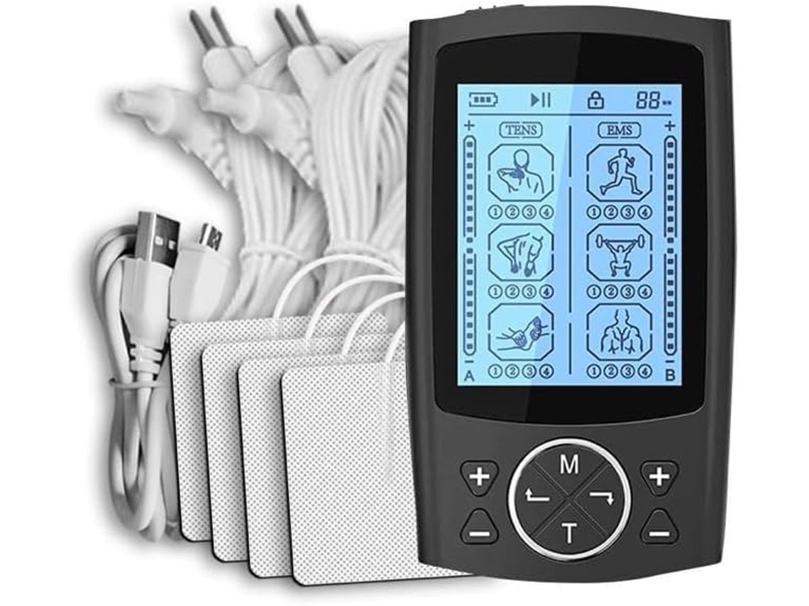 Aparelho Tens Ems De Canal Duplo, Modelo Mais Recente 2025, Com 24 Modos Estimulação Muscular Para Alívio Da Dor, Massageador Recarregável 8