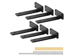Conjunto De 6 Suportes Para Prateleira Em Aço Carbono Preto Fosco 160x100x45mm Tekmaquinas