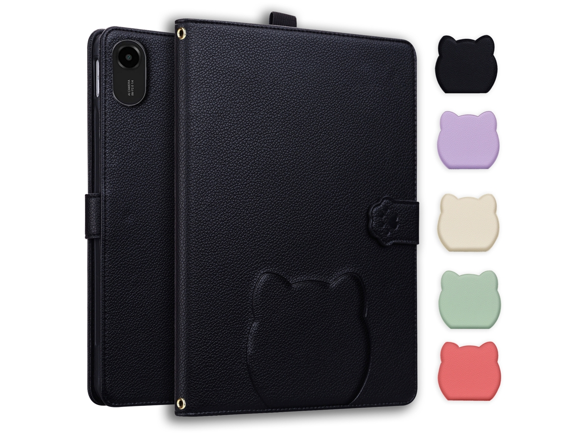 Capa Hexinyigjly Para Redmi Pad Pro De 12,1 Polegadas, Design De Gato, Suporte Multiangular Preto