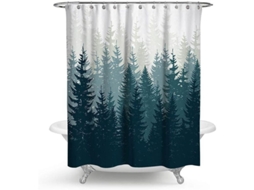 Cortina De Ducha De Tela Branca E Verde 180x180cm Impermeável Com 12 Ganchos Antimanchas Antimofo Lavável À Máquina