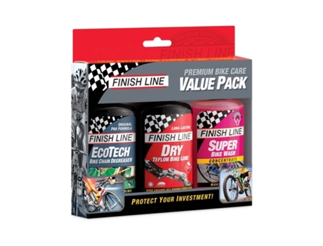 Conjunto de 6 kits de manutenção de bicicletas FINISH LINE Premium Bike Care EcoTech Dry BW