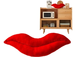 Almofadas Com Detalhes Em Vermelho, Almofadas 3d Em Formato De Lábios.
