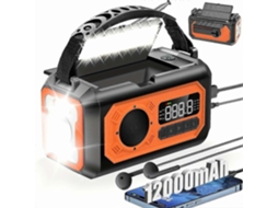 Rádio Meteorológico de Emergência 12000mah, Manivela Solar Portátil Am / Fm Noaa com 2 Painéi S Solares 3 Métodos Car GOKOCO