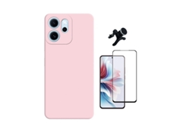 Kit Vidro Temperado Capa Silicone Líquido Suporte Magnético Reforçado Phonecare Para Oppo Reno14 F - Rosa