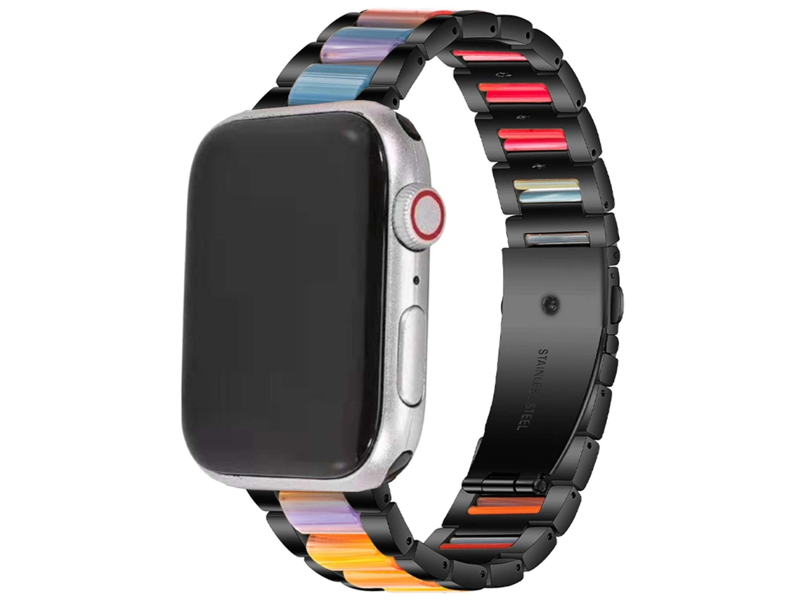 Bracelete Aço Inoxidável + Resina Turmalina para Apple Watch Series 4 44Mm