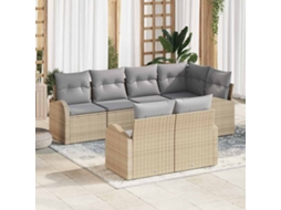 Vidaxl Conjunto De Sofá De Jardim Bege Vime Pe
