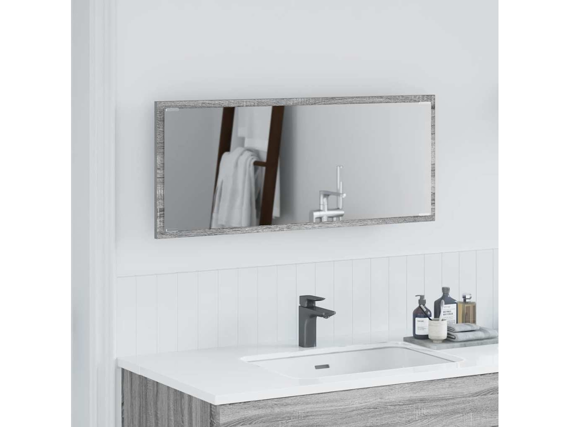 Vidaxl Espelho Cinza Sonoma 90 X 8,5 X 37 Cm Madeira Processada