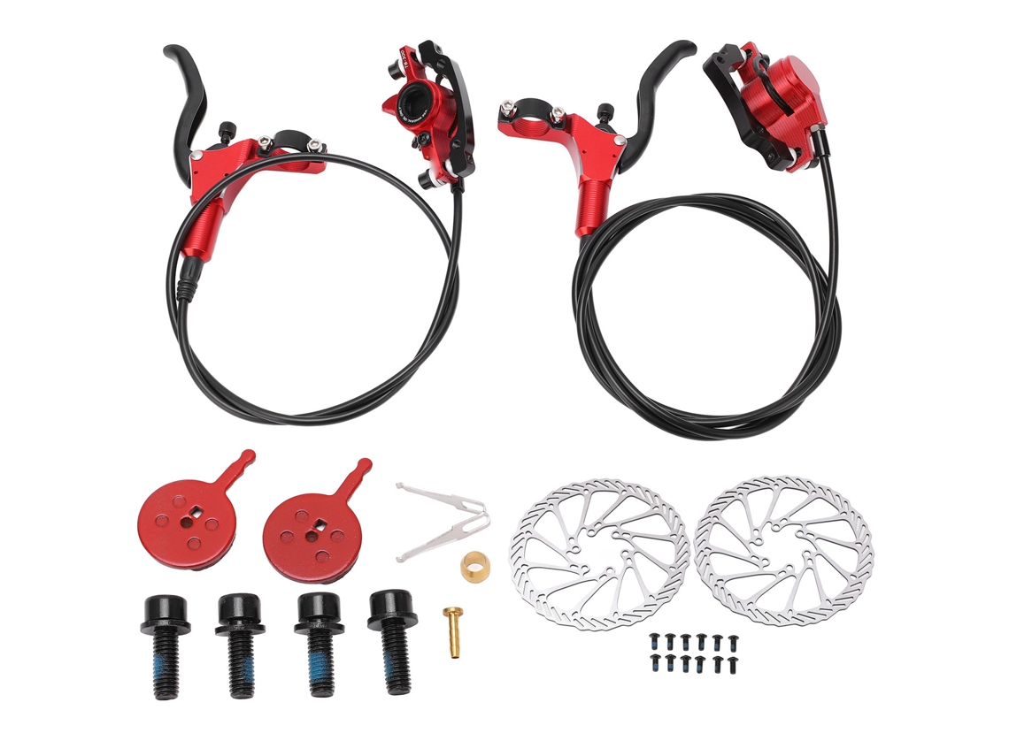 Conjunto De Freios Hidráulicos Resistentes A Desgaste Para Bicicleta De Montanha Kit De Freios A Disco Vermelho