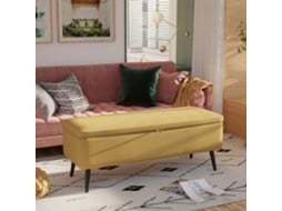Banco Estofado Para Supino Em Linho Amarelo, Suporta Até 150kg E Mede 101x38,5x44,5cm