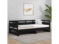 Vidaxl Estrutura Sofá-cama De Puxar Pinho Maciço Preto 2x(90x190) Cm