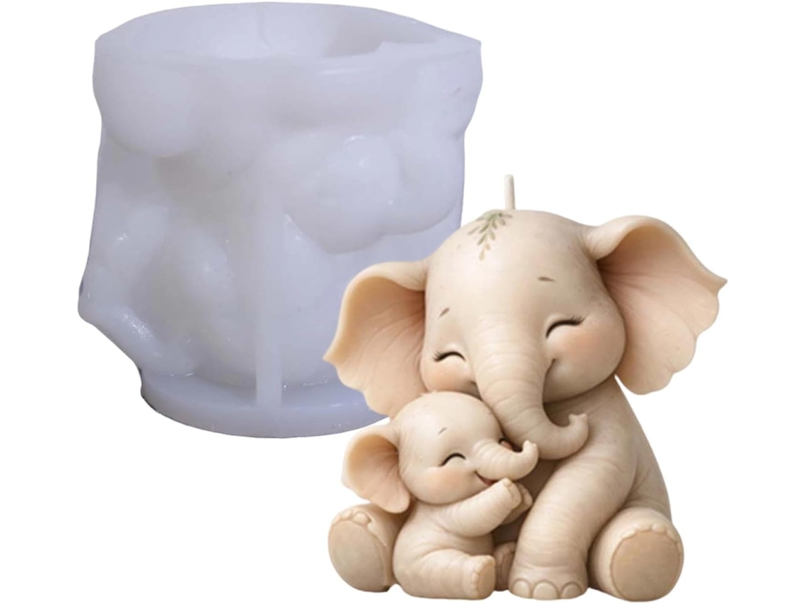 Moule Elefante 3d Em Silicone Para Mamãe E Bebê