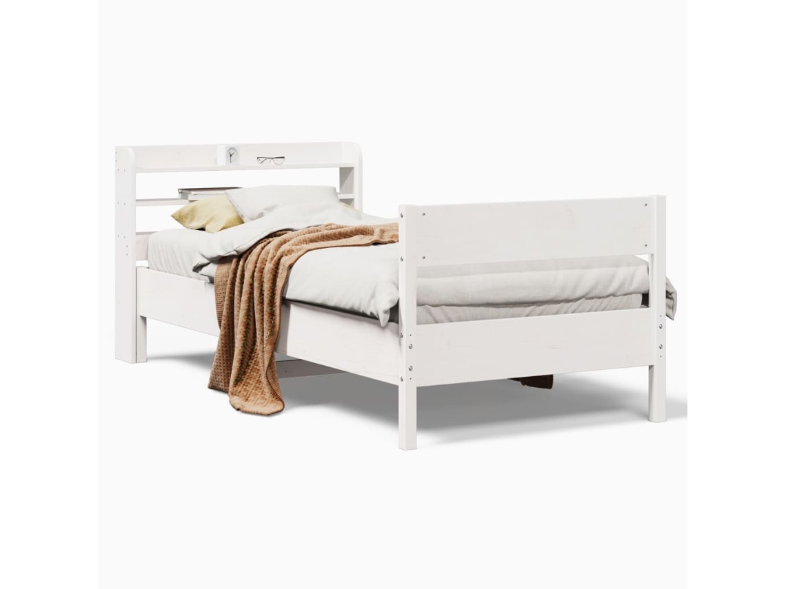 Bed Frame, Bed Frames Vidaxl Branco Madeira De Pinho (100 X 200 Cm)