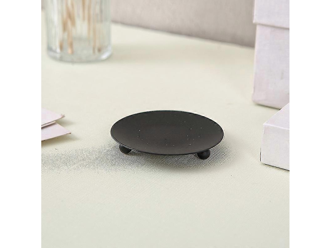 Porta-velas de aromaterapia em ferro forjado com bandeja para sentar, pequeno porta-velas decorativo, castiçal, 1 peça, Slowmoose preto