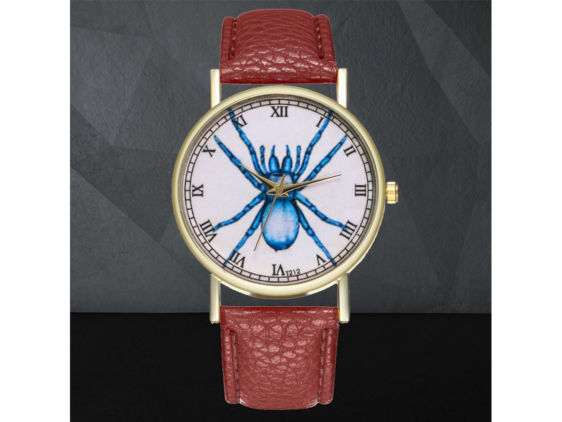 Reloj De Cuarzo Unisex Con Patrón De Insectos Moda Casual Pulsera Regalo Marrón
