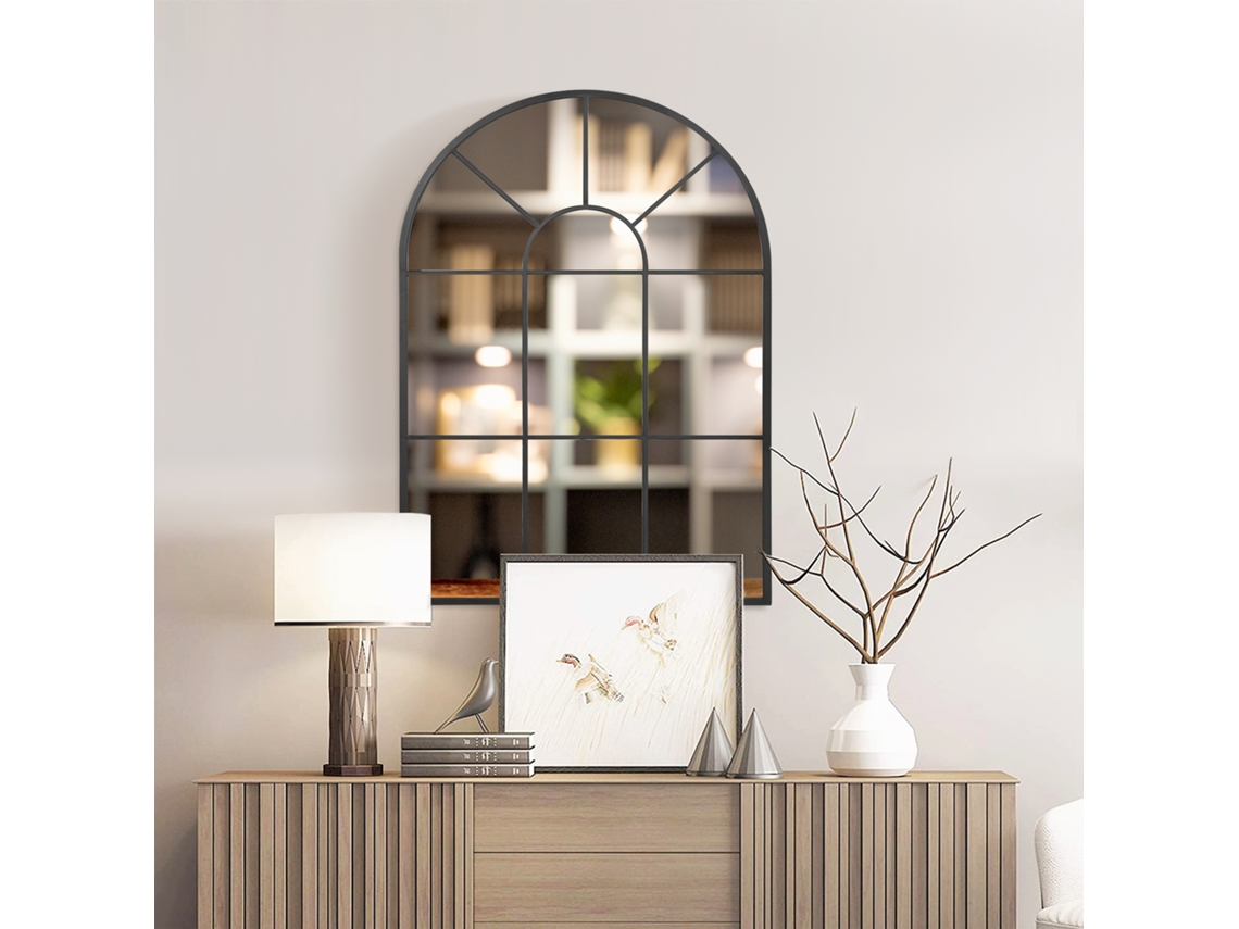 Metal Framed Window Mirror 91cm X 2cm X 60cm Black