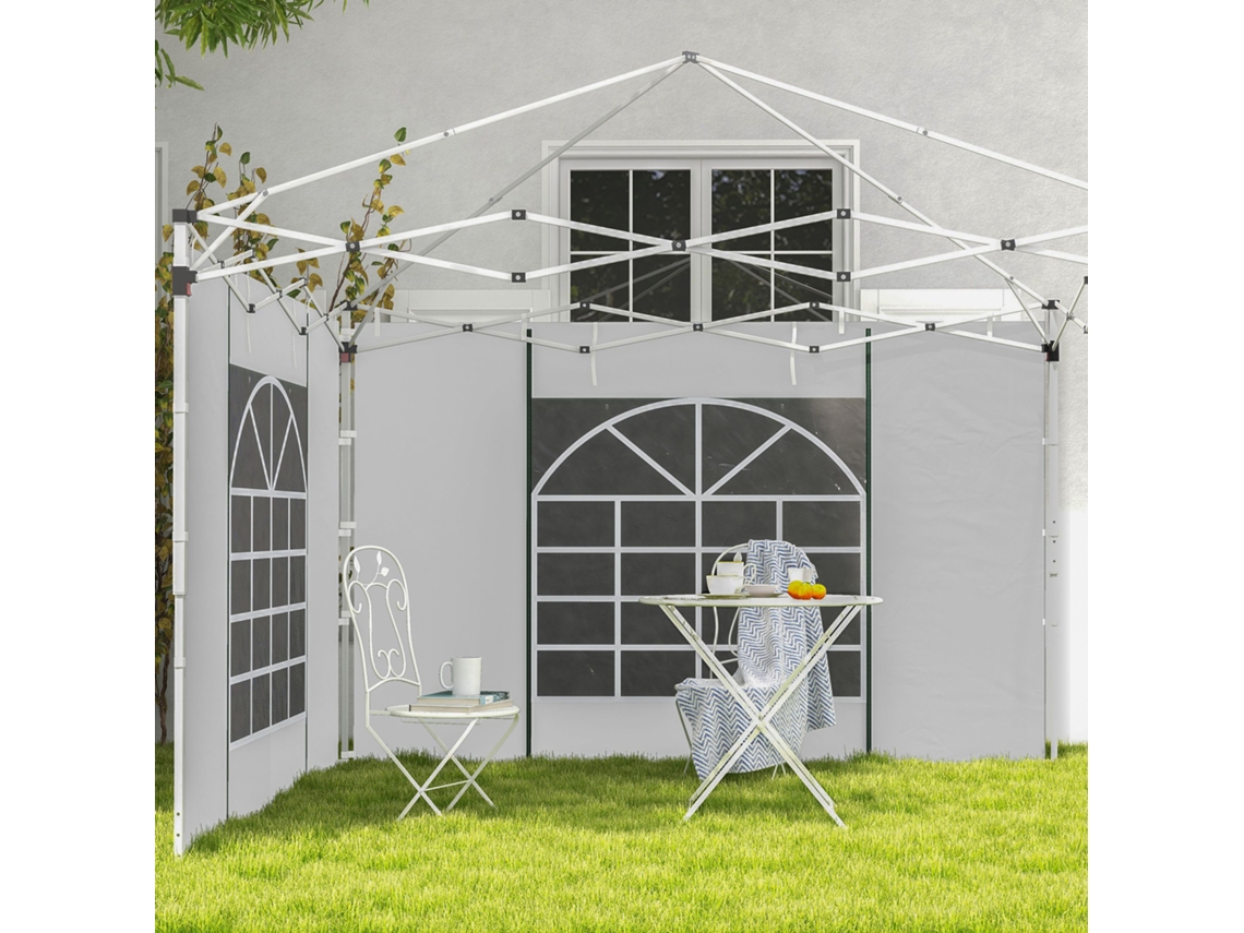 Pavilhão Lateral 2 Peças Com Janela E Porta Para Tenda De Festa 3x3/3x6 M, Oxford, Branco Liptaptyn