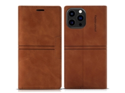 Capa Para Iphone 15 Pro Max Pele Sintética Castanho