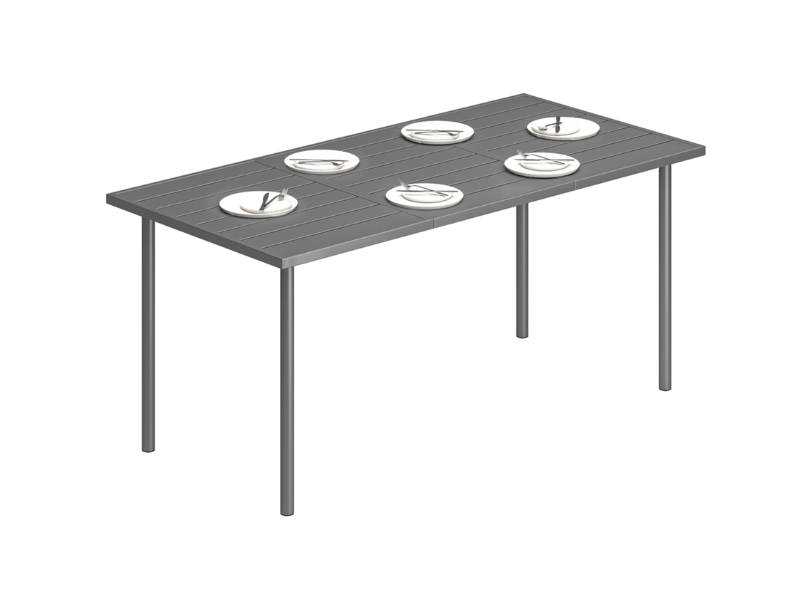 Mesa de Jardim Retangular 165x80cm (aço com Ripas, 6 Lugares)
