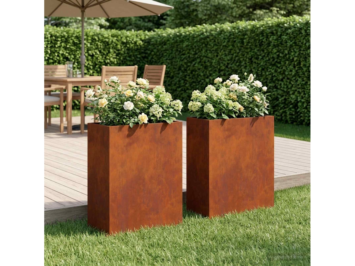 Vidaxl Vaso De Jardim 2 Unid. Ferro Enferrujado 40 X 20 X 40 Cm