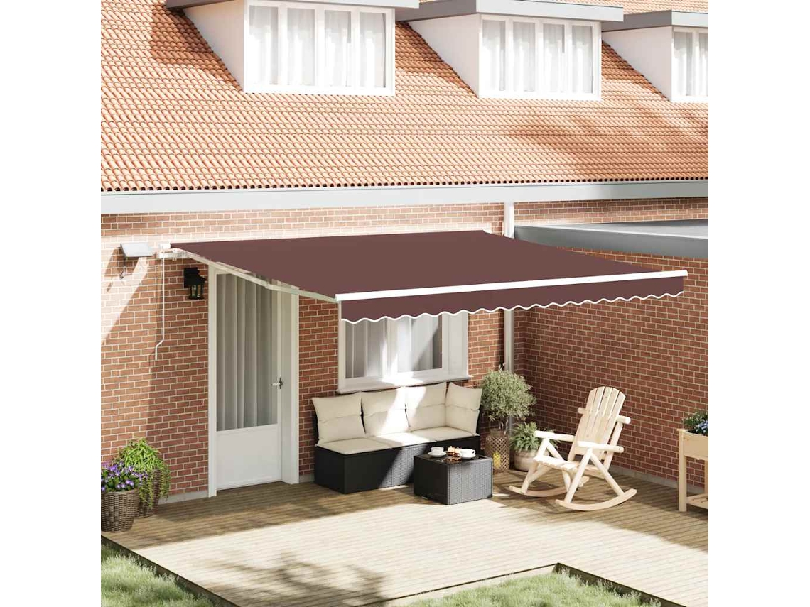 Vidaxl Toldo Retrátil Manual Com Luz Led 400x300 Cm Castanho