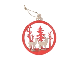Laxiscreed Ornamento De Natal Em Madeira De Bétula 3d Com Balão E Veados Duplos