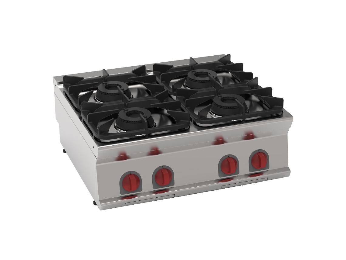 Fogão A Gás 4 Fogos De Bancada 800x700x280 Mm 28,8 Kw 35400317 Eurast