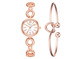 Relógio de Pulso Feminino Minimalista de Quartzo com Pulseira de Liga Rosa Ouro Branco
